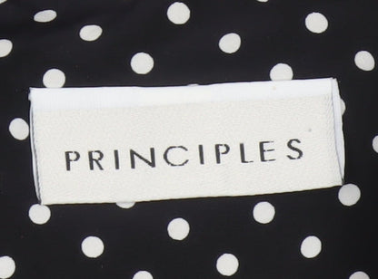 Principles Women Black White Polka Dot Button Playsuit UK 16
