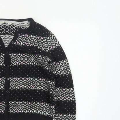 Tu Women’s Black Size 12 Fair Isle Sequin Button Cardigan