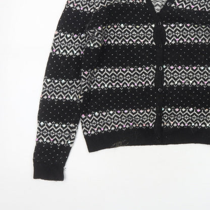 Tu Women’s Black Size 12 Fair Isle Sequin Button Cardigan