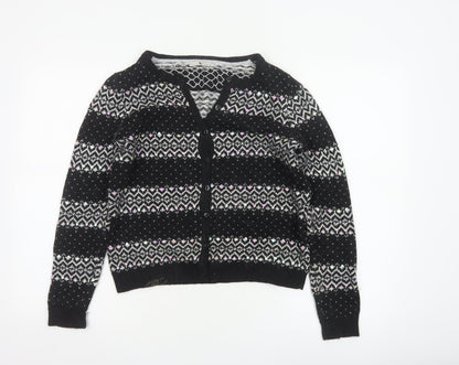 Tu Women’s Black Size 12 Fair Isle Sequin Button Cardigan