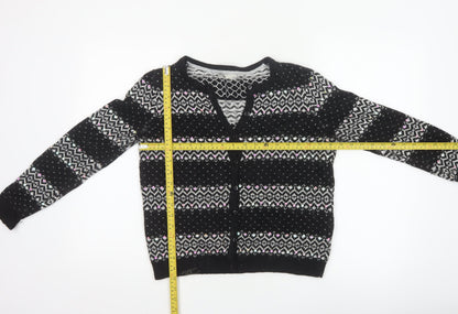 Tu Women’s Black Size 12 Fair Isle Sequin Button Cardigan