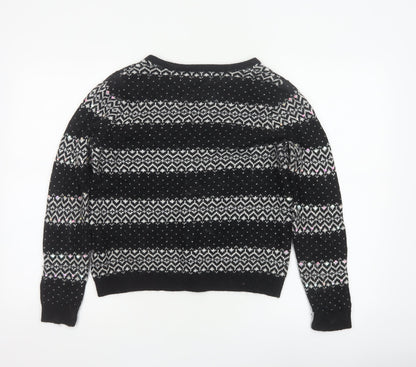 Tu Women’s Black Size 12 Fair Isle Sequin Button Cardigan