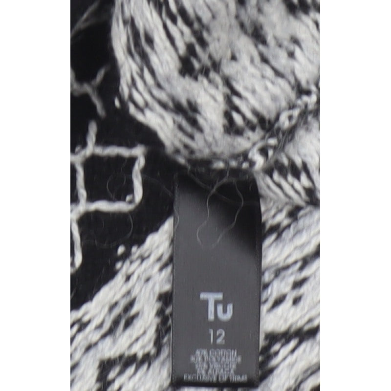 Tu Women’s Black Size 12 Fair Isle Sequin Button Cardigan