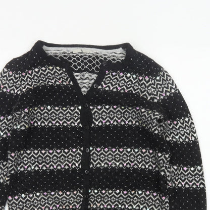 Tu Women’s Black Size 12 Fair Isle Sequin Button Cardigan