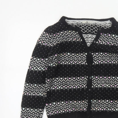 Tu Women’s Black Size 12 Fair Isle Sequin Button Cardigan