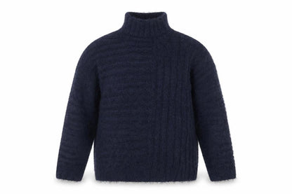 Marks & Spencer Women Blue S Cable Knit High Neck Jumper
