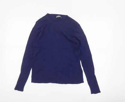 Oasis Women’s Blue L Ribbed Crew Neck Long Sleeve Slim Jumper