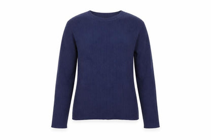 Oasis Women’s Blue L Ribbed Crew Neck Long Sleeve Slim Jumper