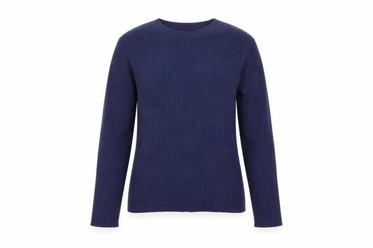 Oasis Women’s Blue L Ribbed Crew Neck Long Sleeve Slim Jumper