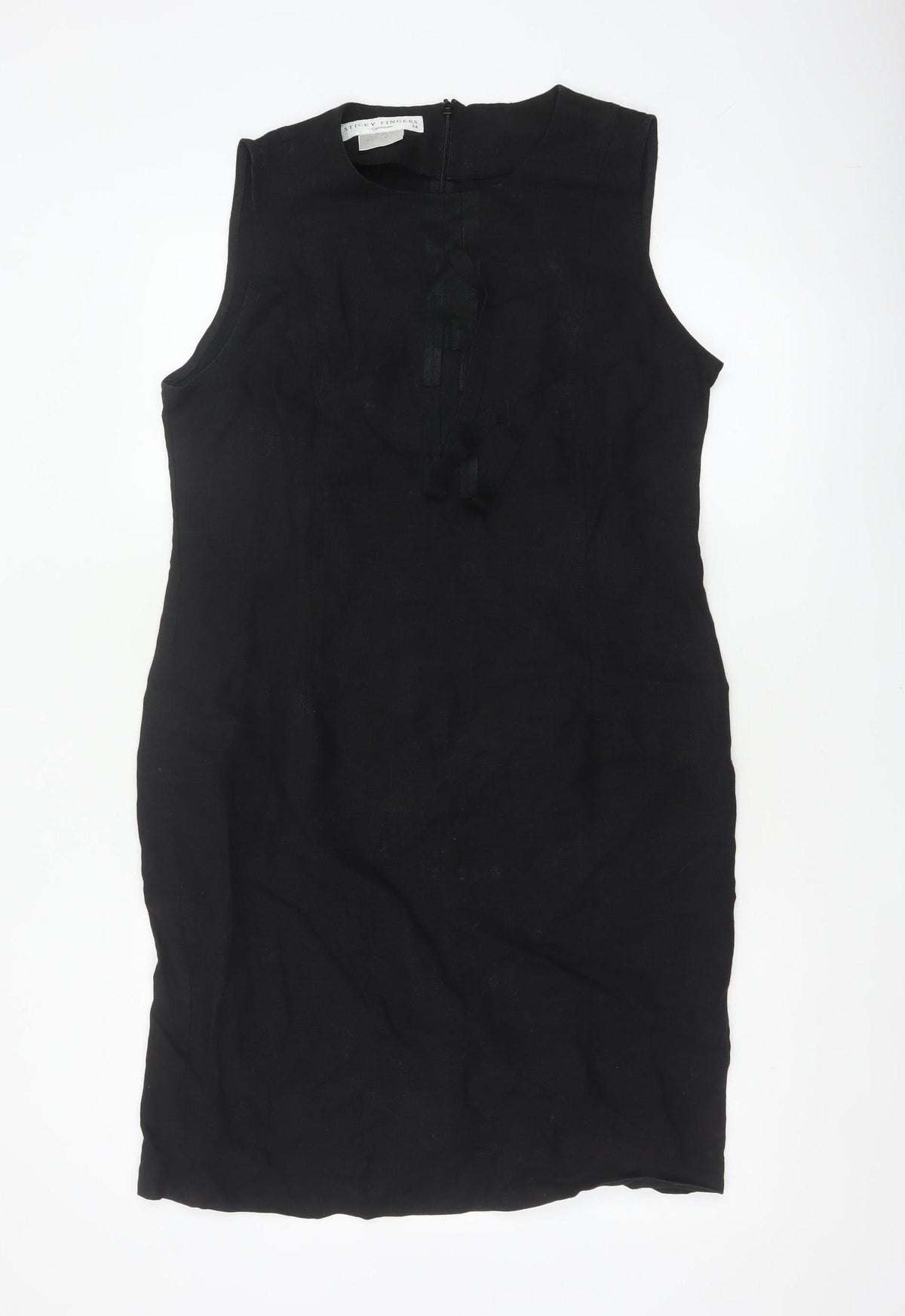 Sticky Fingers Women Black UK 14 Sleeveless Knee Length Sheath Dress