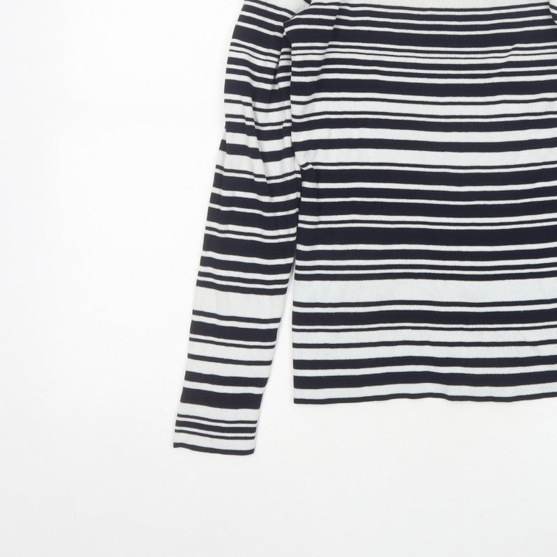 Dorothy Perkins Women Navy White Striped Boat Neck Jumper UK 14
