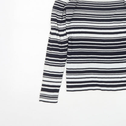 Dorothy Perkins Women Navy White Striped Boat Neck Jumper UK 14