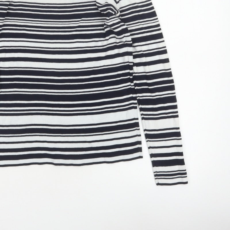 Dorothy Perkins Women Navy White Striped Boat Neck Jumper UK 14