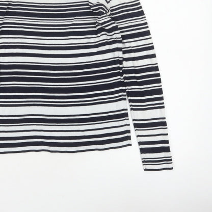 Dorothy Perkins Women Navy White Striped Boat Neck Jumper UK 14