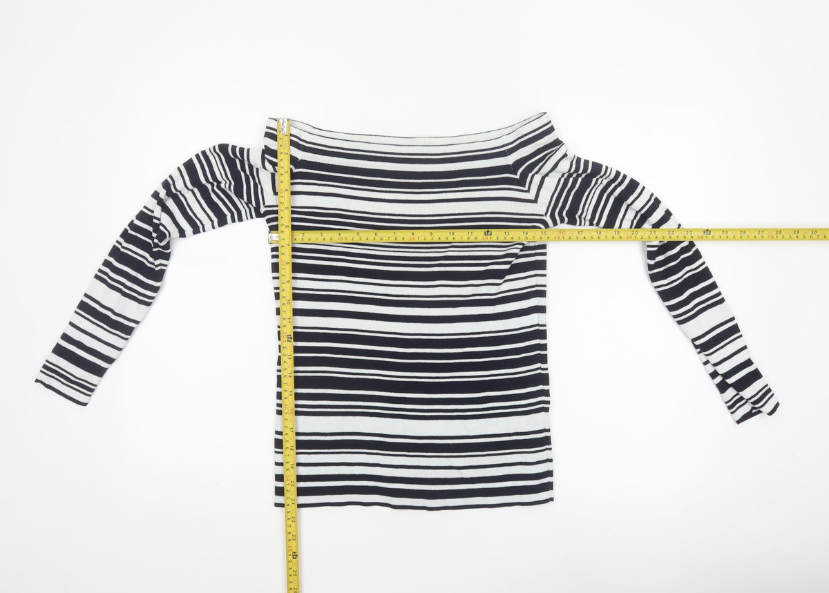Dorothy Perkins Women Navy White Striped Boat Neck Jumper UK 14