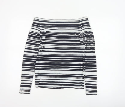 Dorothy Perkins Women Navy White Striped Boat Neck Jumper UK 14