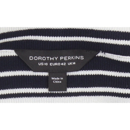 Dorothy Perkins Women Navy White Striped Boat Neck Jumper UK 14