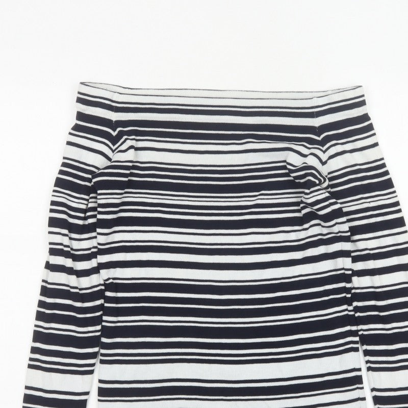 Dorothy Perkins Women Navy White Striped Boat Neck Jumper UK 14
