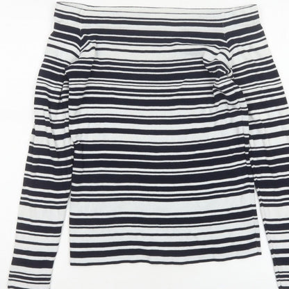 Dorothy Perkins Women Navy White Striped Boat Neck Jumper UK 14
