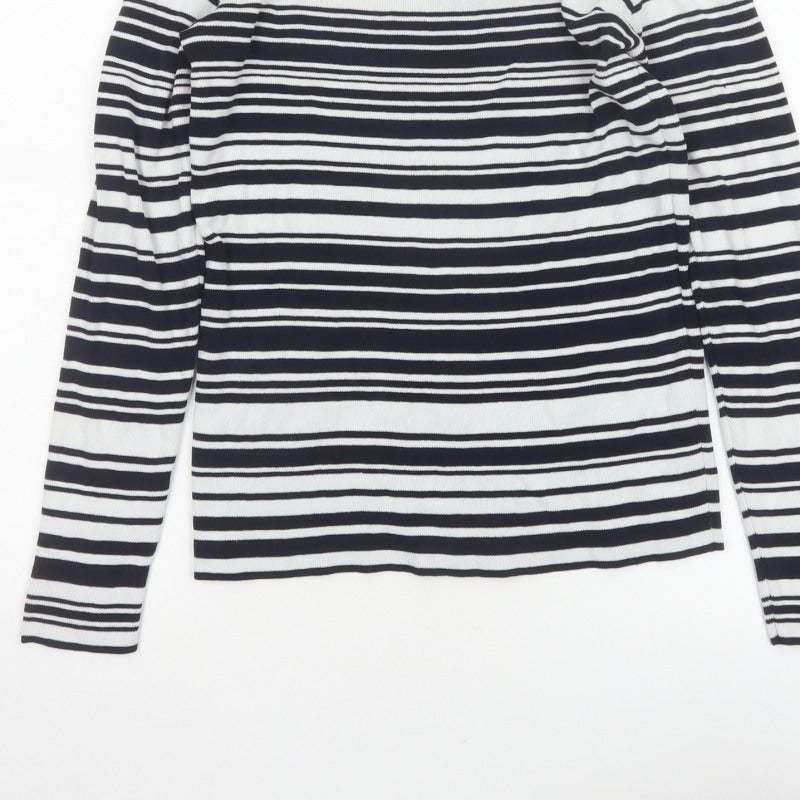Dorothy Perkins Women Navy White Striped Boat Neck Jumper UK 14