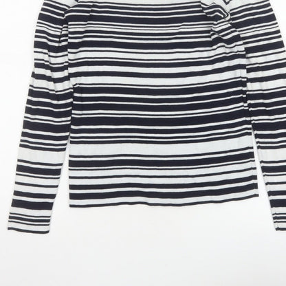 Dorothy Perkins Women Navy White Striped Boat Neck Jumper UK 14