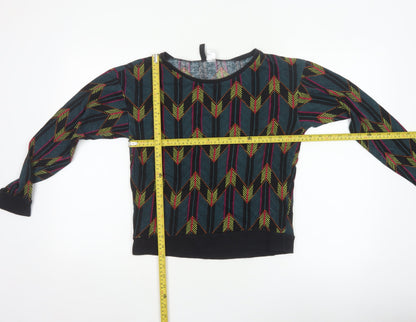 H&M Divided Women’s Multicoloured XS Cropped Geometric Jersey Sweatshirt