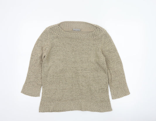 Bhs Women Beige Size 16 Open Knit Boat Neck Tunic Jumper