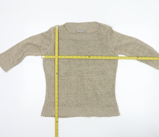 Bhs Women Beige Size 16 Open Knit Boat Neck Tunic Jumper