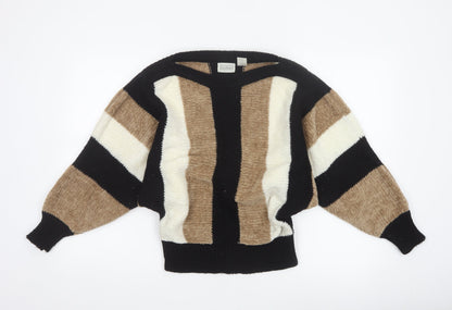 Cristina's Women Multicoloured Striped V-Neck Pullover Jumper M