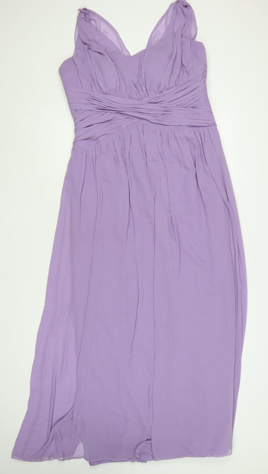 Bessy Collection Women Purple UK 18 Maxi Pleated Chiffon Occasion Dress