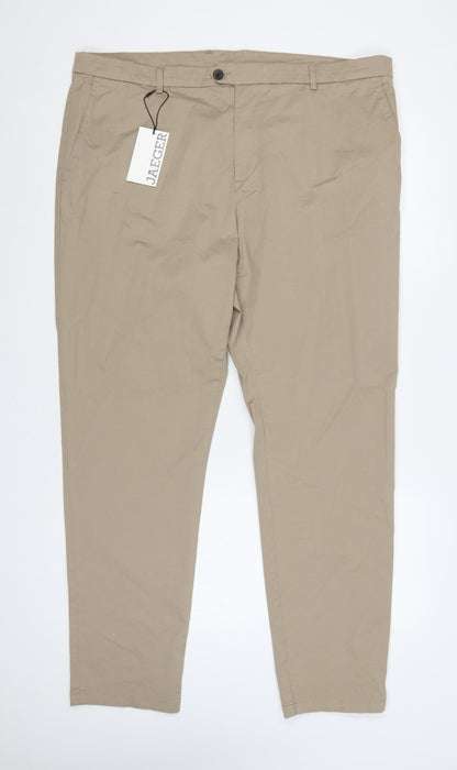 Jaeger Men’s Beige 42in Regular Tapered Stretch Chino Trousers NWT