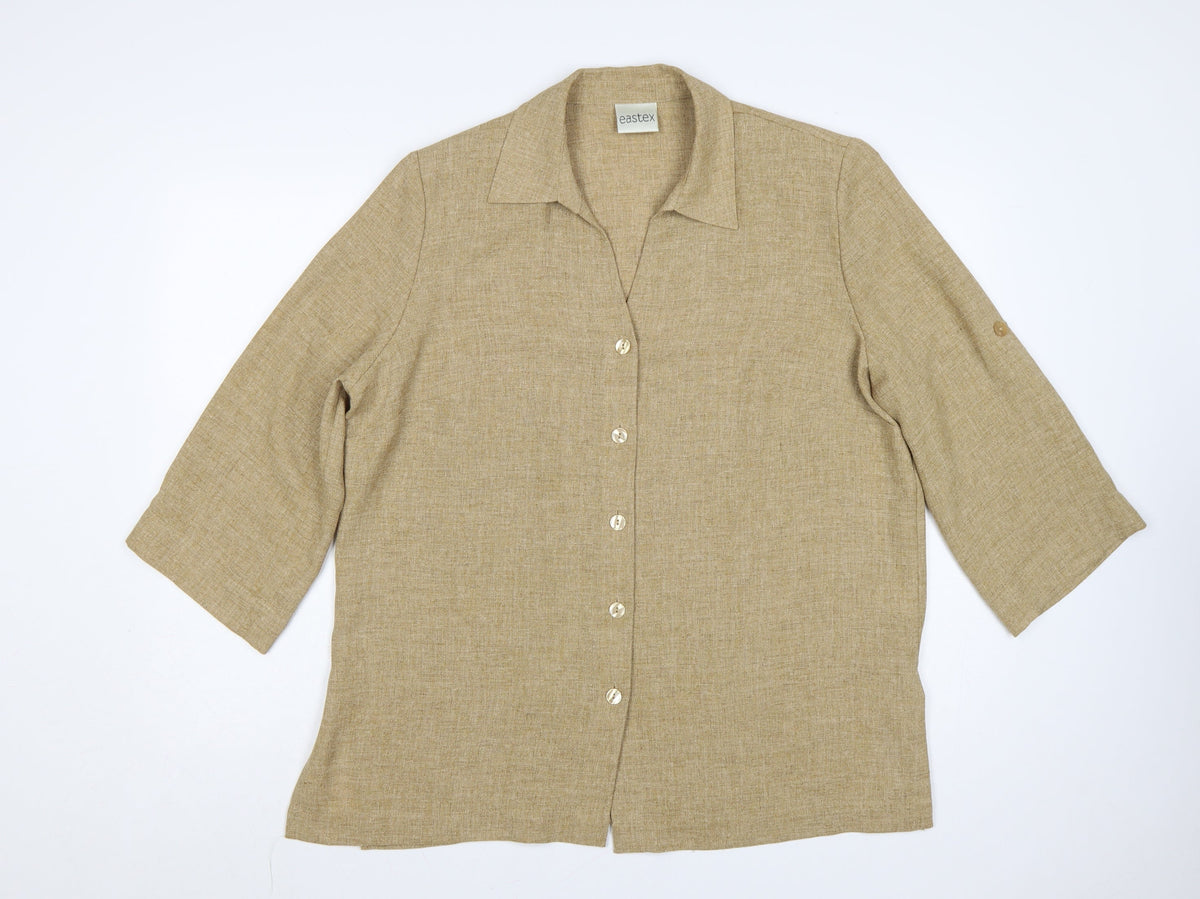 Eastex Women Beige UK 16 Textured 3/4 Sleeve Suit Top
