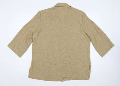 Eastex Women Beige UK 16 Textured 3/4 Sleeve Suit Top
