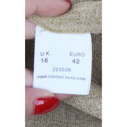 Eastex Women Beige UK 16 Textured 3/4 Sleeve Suit Top