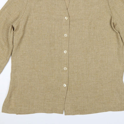 Eastex Women Beige UK 16 Textured 3/4 Sleeve Suit Top