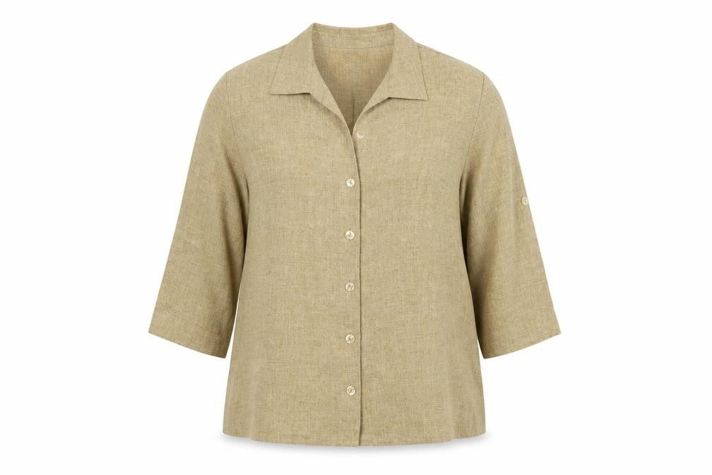 Eastex Women Beige UK 16 Textured 3/4 Sleeve Suit Top