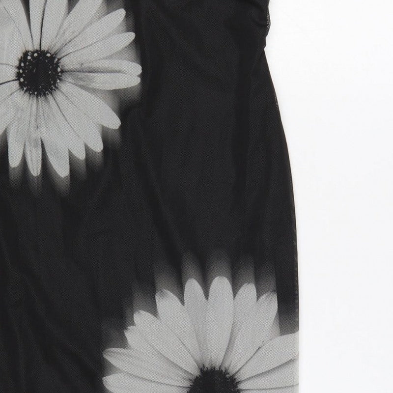 New Look Women Black UK 10 Long Floral Sleeveless Sheath Dress
