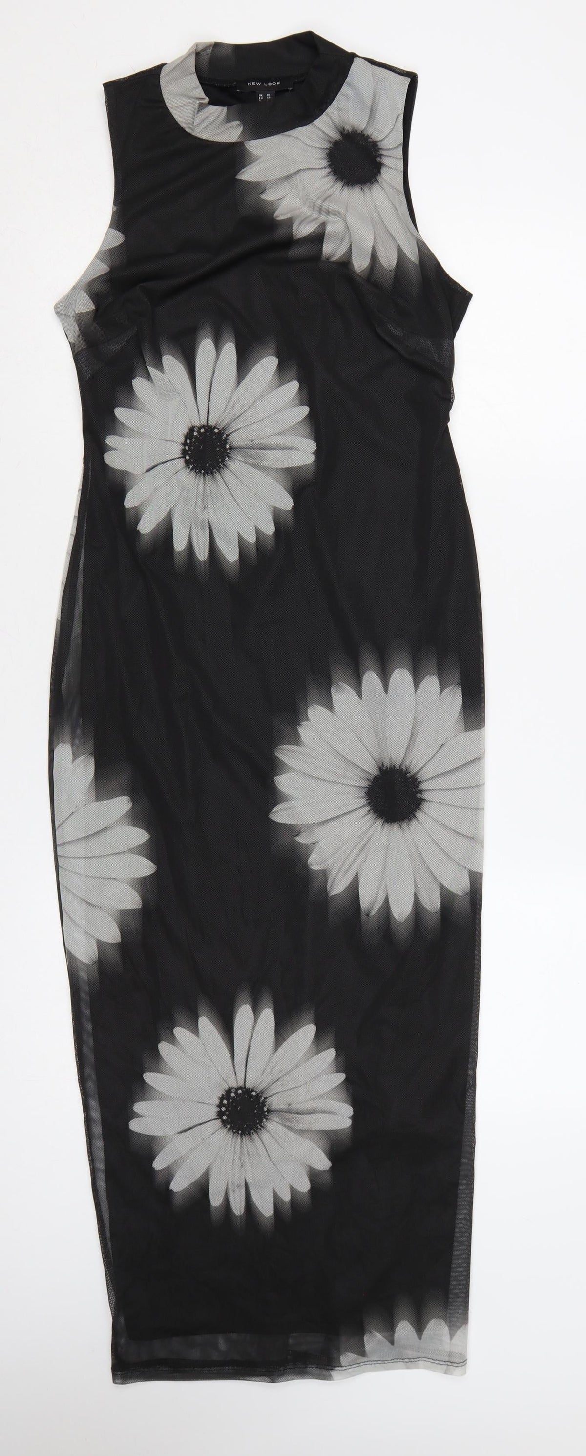 New Look Women Black UK 10 Long Floral Sleeveless Sheath Dress