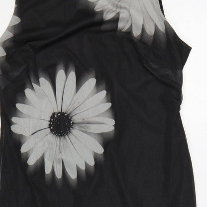 New Look Women Black UK 10 Long Floral Sleeveless Sheath Dress