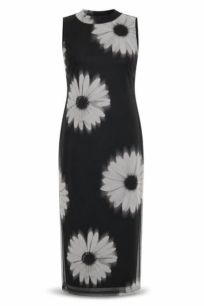 New Look Women Black UK 10 Long Floral Sleeveless Sheath Dress