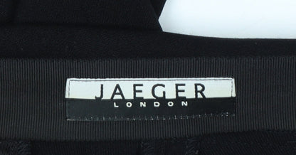 Jaeger Women Black UK 18 Straight Leg Tailored Wool Dress Trousers