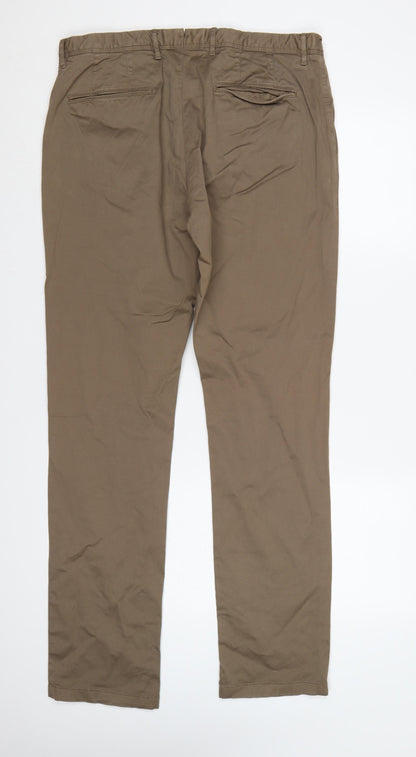 Reiss Mens Brown 34 Slim Tapered Fielder Chino Trousers