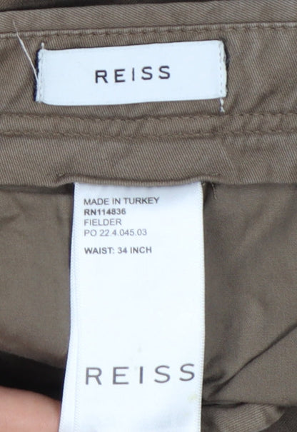 Reiss Mens Brown 34 Slim Tapered Fielder Chino Trousers