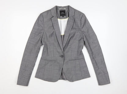 Next Women Grey Tailored Blazer UK 8 Wool Blend One Button