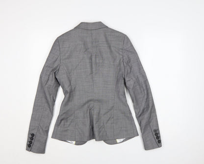 Next Women Grey Tailored Blazer UK 8 Wool Blend One Button