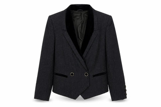 Gerry Weber Women Black UK 8 Tuxedo Blazer Pure Wool Double Breasted