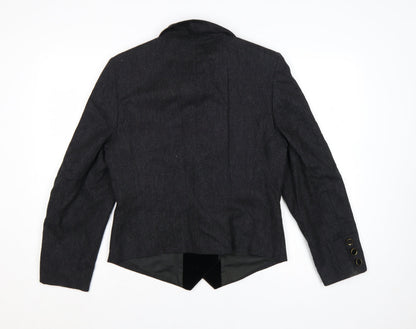 Gerry Weber Women Black UK 8 Tuxedo Blazer Pure Wool Double Breasted