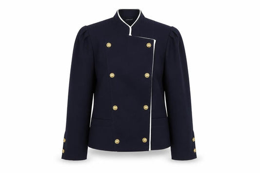 Basler Women Blue UK 10 Vintage Double-Breasted Wool Blend Suit Jacket