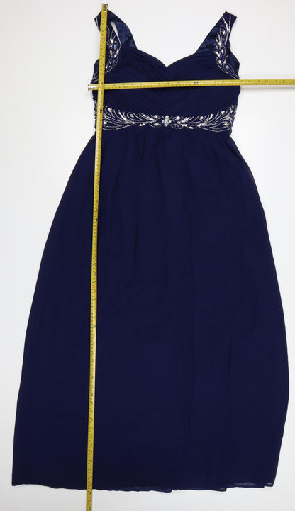 Quiz Women Blue UK 20 Maxi Beaded Sweetheart Evening Party Dress