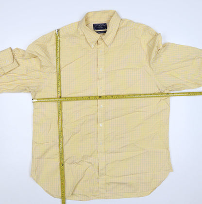 Charles Tyrwhitt Mens Yellow Check XL Poplin Long Sleeve Casual Shirt